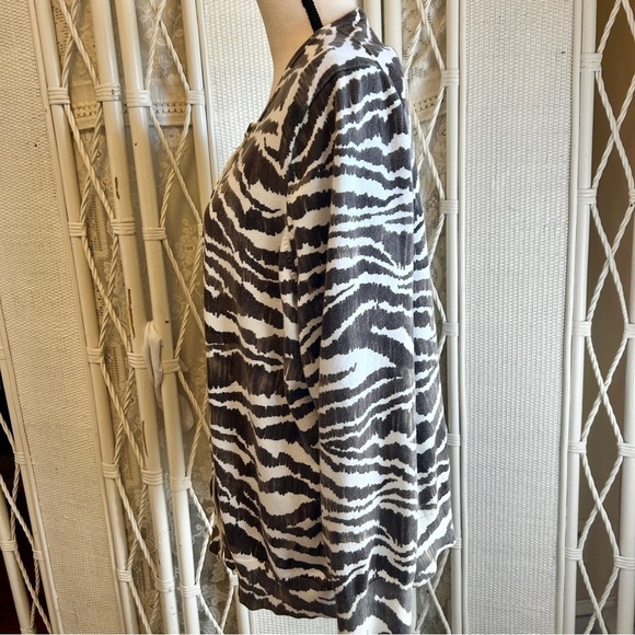 Lands' End Cardigan Sweater Zebra Print Black White Cotton Button Front size 2X - Picture 8 of 16